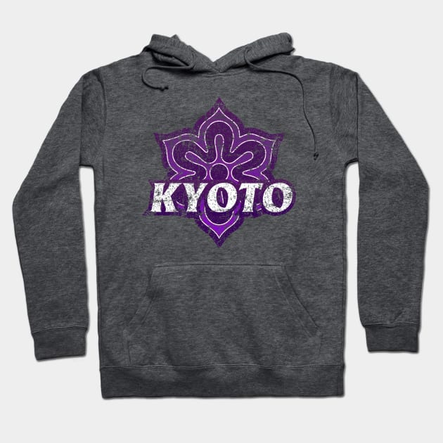 Kyoto Prefecture Japanese Symbol Distressed Hoodie by PsychicCat